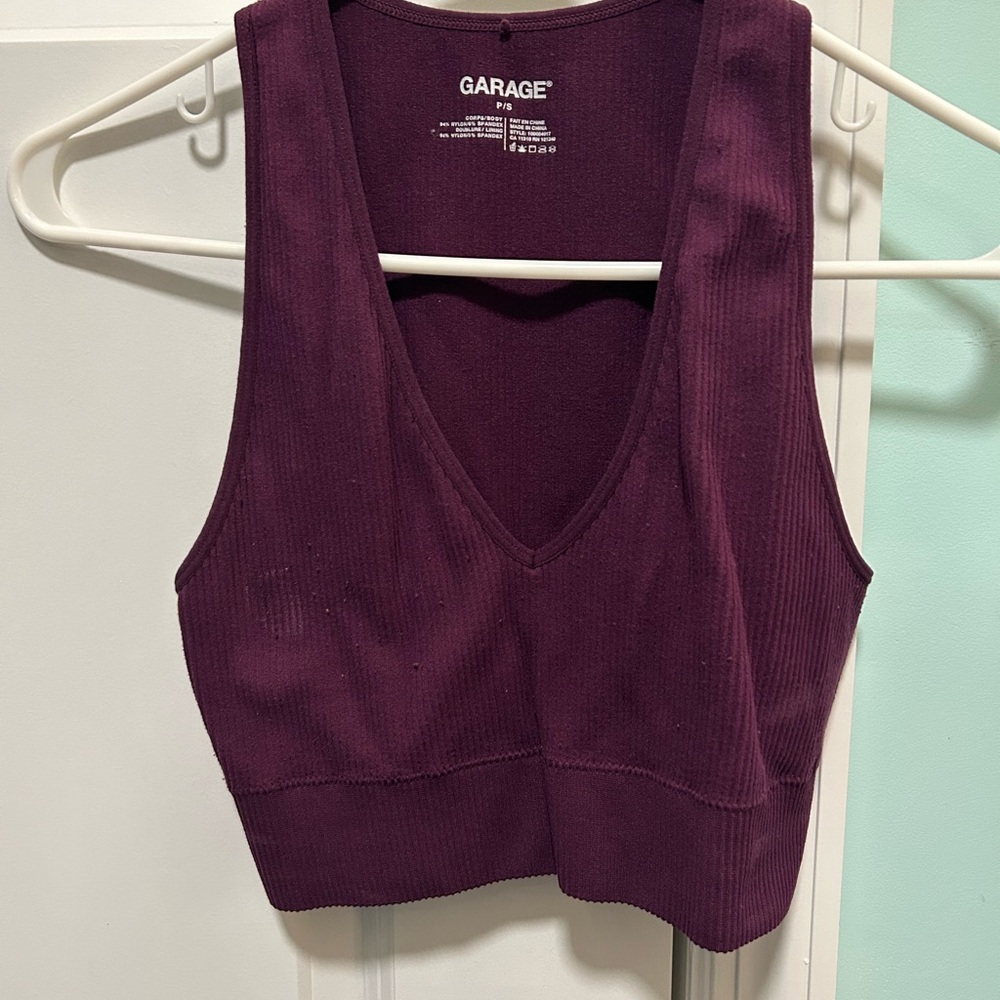 Garage Deep Purple Ribbed Crop Top